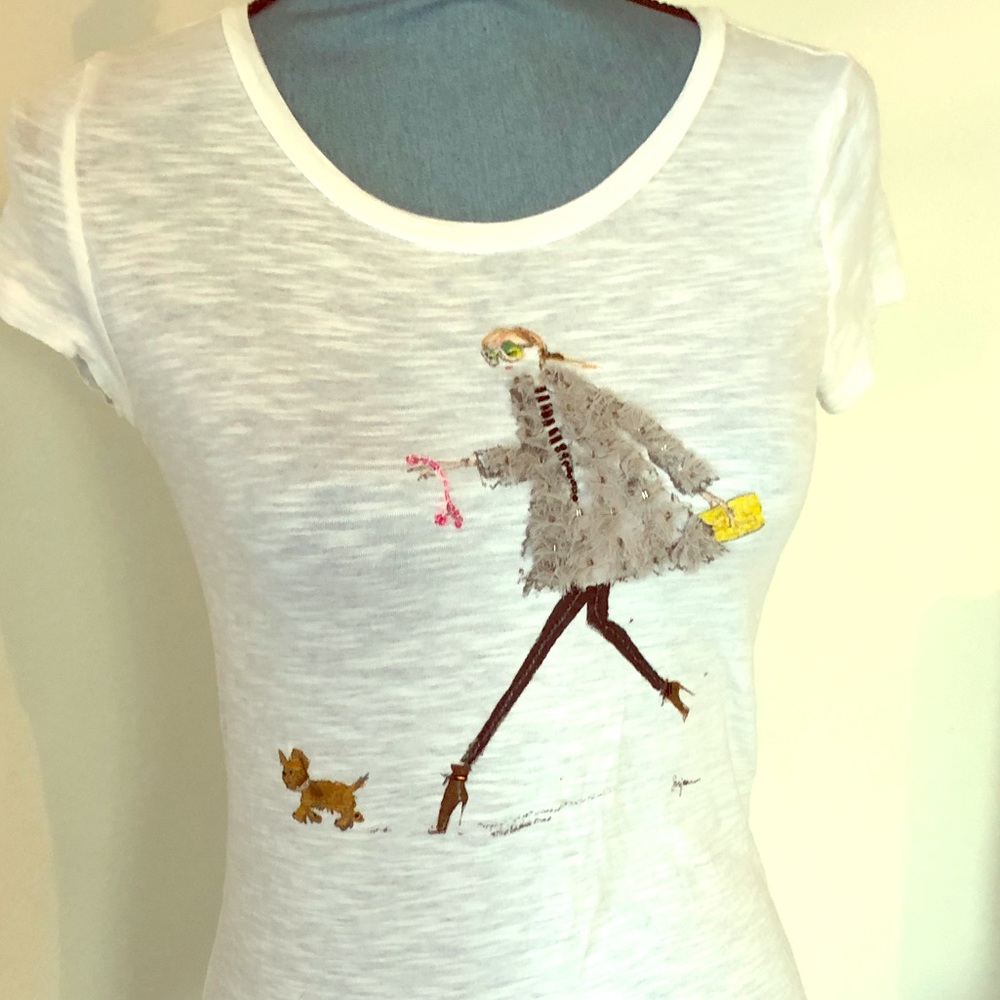 Short sleeve Loft t-shirt woman walking dog xsmall